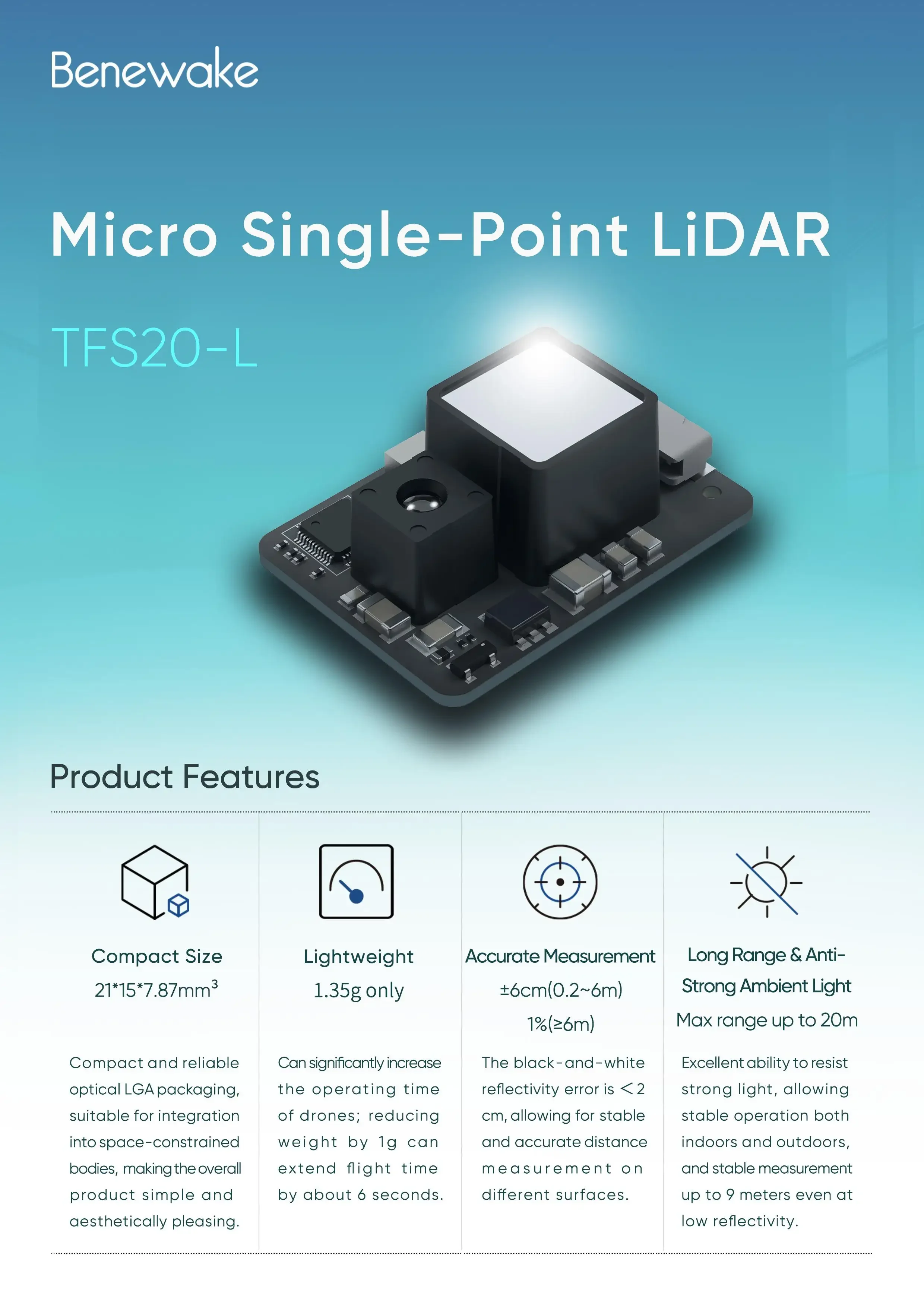 Benewake TFS20-L 20m Micro LiD - Arduino Robot review and price
