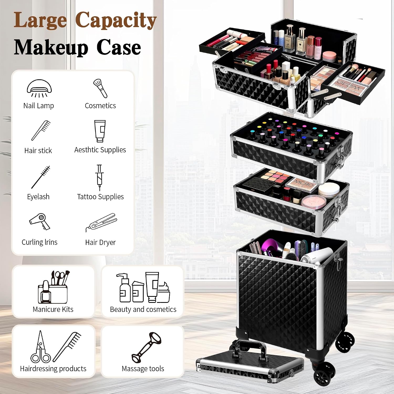 Rolling Makeup Train Case, Cos - Caster Wheel review and price