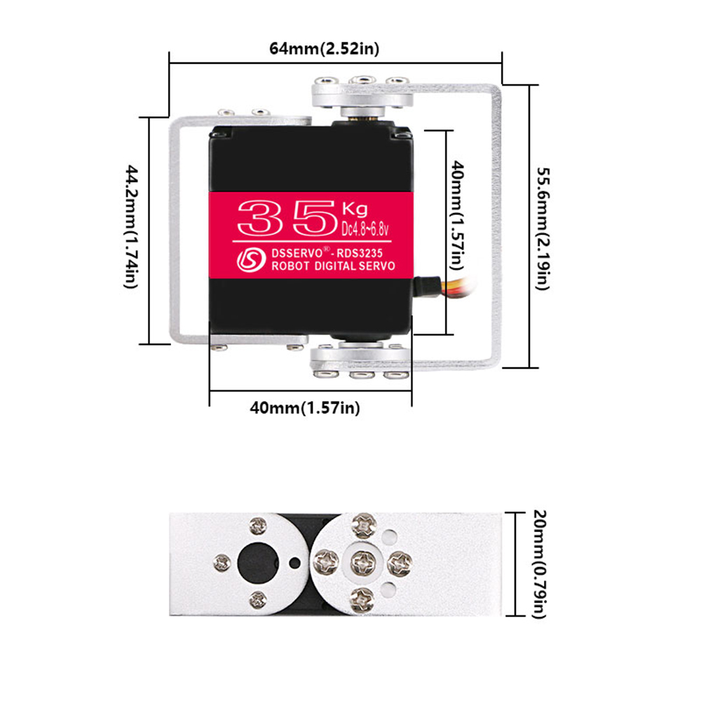35KG Robot Digital Servo 4.8-6 - Servo Bracket review and price